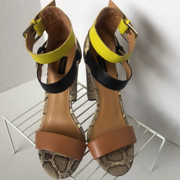 ZARA COLLECTION Color Block and Animal Print Heeled Sandals/PREOWNED - Picture 3 of 17